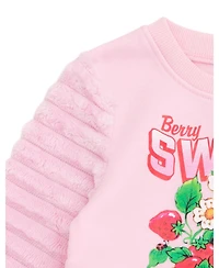 Strawberry Shortcake Fleece Pullover Sweatshirt with Faux Fur Sleeves