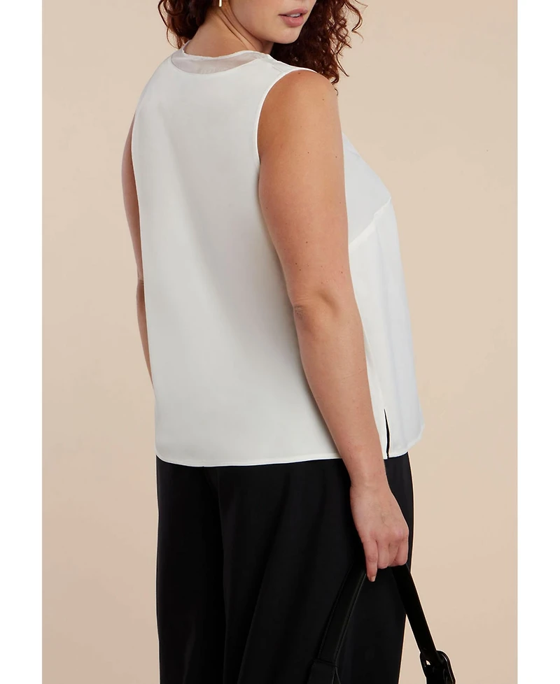 Eloquii Women's V-Neck Blouse With Chiffon Trim