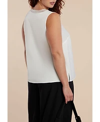 Eloquii Women's V-Neck Blouse With Chiffon Trim