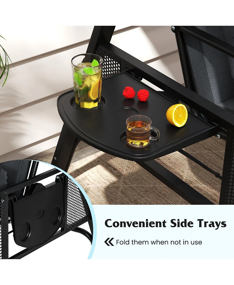 Gymax 3-Seat Patio Swing Chair w/ Adjustable Canopy Thickened Cushions Pillow Outdooor