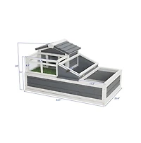 Aostirmotor 44.1 in. Outdoor Tortoise House Habitat with Turf Balcony 2 Stories Ladder Tray Openable Roof in Gray