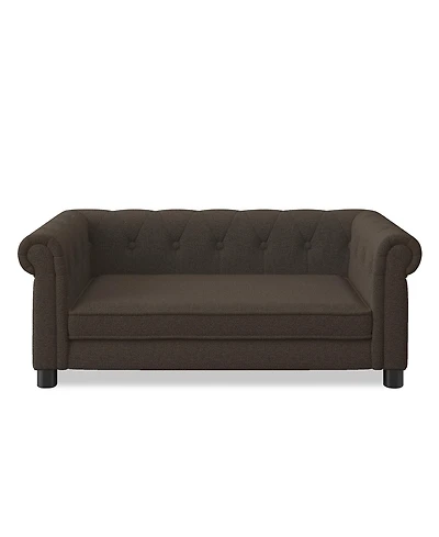 Aostirmotor Elevated Dog Sofa Bed Linen for Small Medium Dogs Dark Brown