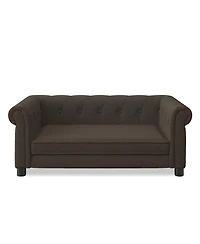 Aostirmotor Elevated Dog Sofa Bed Linen for Small Medium Dogs Dark Brown