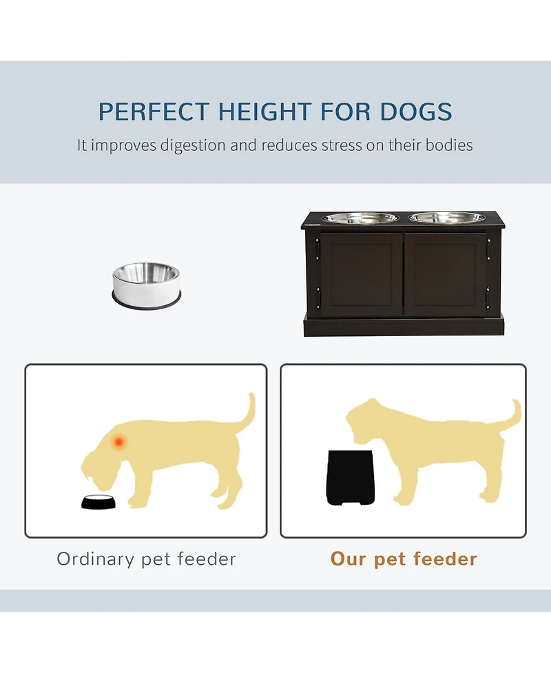 Aostirmotor Elevated Dog Bowls with Storage for Large Dogs Coffee
