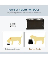 Aostirmotor Elevated Dog Bowls with Storage for Large Dogs Coffee