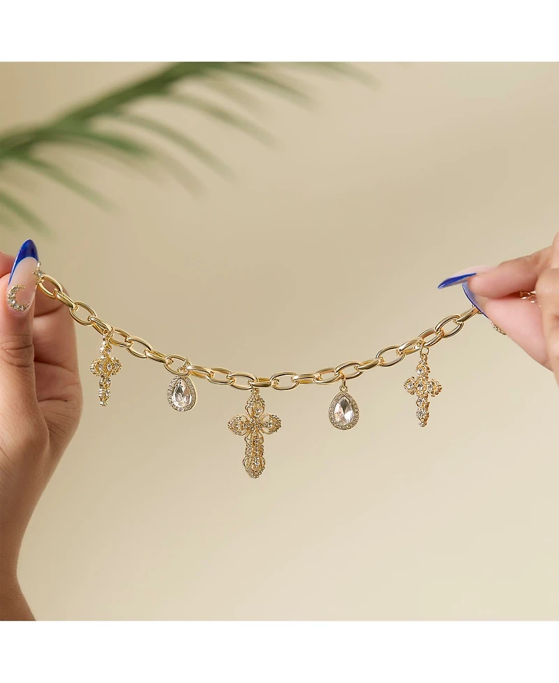 Jessica Simpson Crystal Cross Charm Bracelet