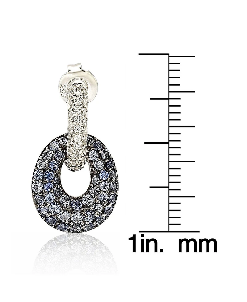 Suzy Levian New York Suzy Levian Sterling Silver Sapphire & Created White Sapphire Double Oval Dangle Earrings