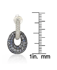 Suzy Levian New York Suzy Levian Sterling Silver Sapphire & Created White Sapphire Double Oval Dangle Earrings