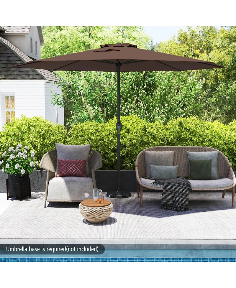 Costway 12 Ft Patio Umbrella Outdoor Market with Crank Handle 8 Sturdy Ribs