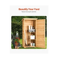 Slickblue Outdoor Wooden Storage Shed, Waterproof Garden Tool Metal Shed with Lock
