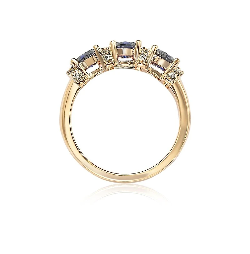 Suzy Levian Sterling Silver Natural Sapphire & Created White Half Band