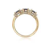 Suzy Levian Sterling Silver Natural Sapphire & Created White Half Band