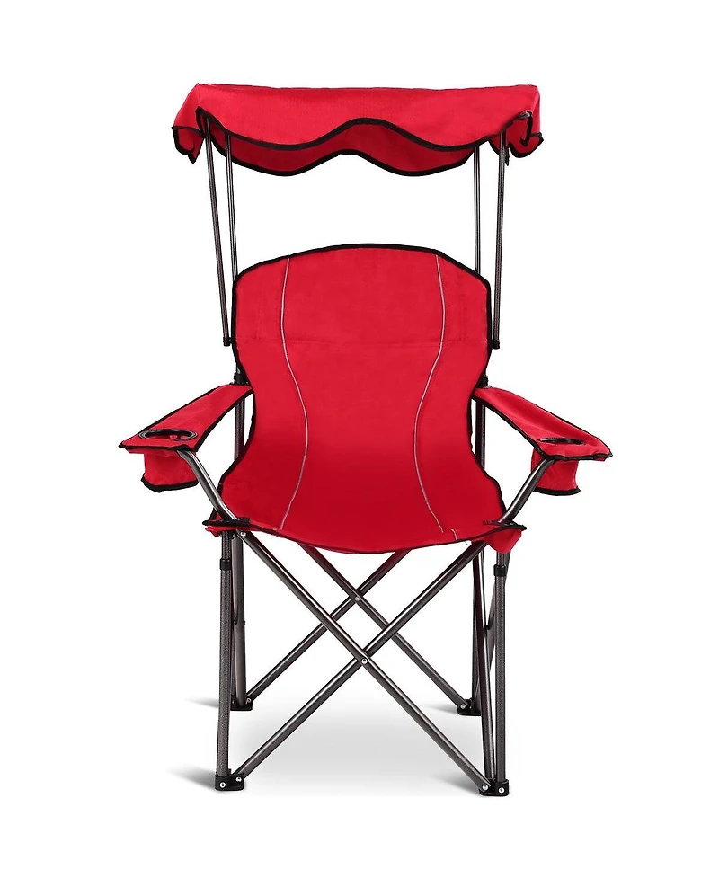 Akiudex Folding Beach Chair with Canopy and Cup Holders