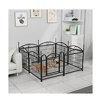 Aostirmotor 24 in H. 8 Panels Heavy Duty Metal Dog Pen Pet with Door for Large Medium Small Dogs Indoor Outdoor