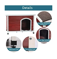 Aostirmotor Medium Wooden Outdoor Dog House with Adjustable Plastic Feet and Elevated Floor