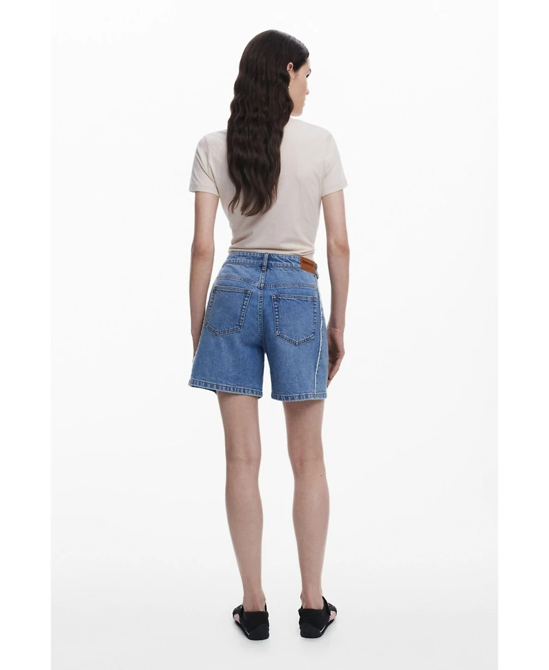 Desigual Women's Denim Bermuda shorts with stitching