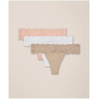 Pact Women's Lace Waist Thong 3-Pack