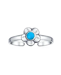 Bling Jewelry Set of 2 Sun Flower Blue Turquoise and Lucky Red Ladybug Midi Toe Ring Silver