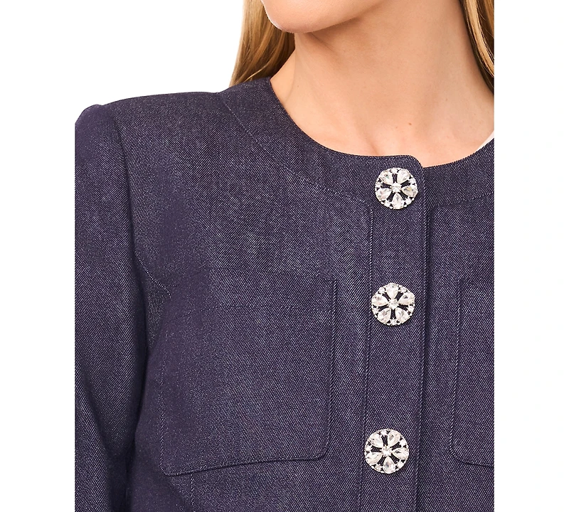 CeCe Women's Patch Pocket Long Sleeve Jacket