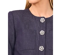 CeCe Women's Patch Pocket Long Sleeve Jacket