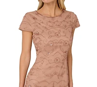 Adrianna Papell Women's Boat-Neck Beaded Sheath Dress