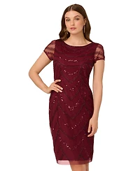 Adrianna Papell Women's Beaded Cap-Sleeve Sheath Dress