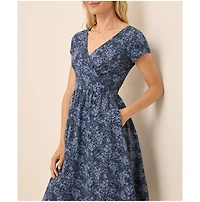 Pact Women's Fit & Flare Crossover Dress