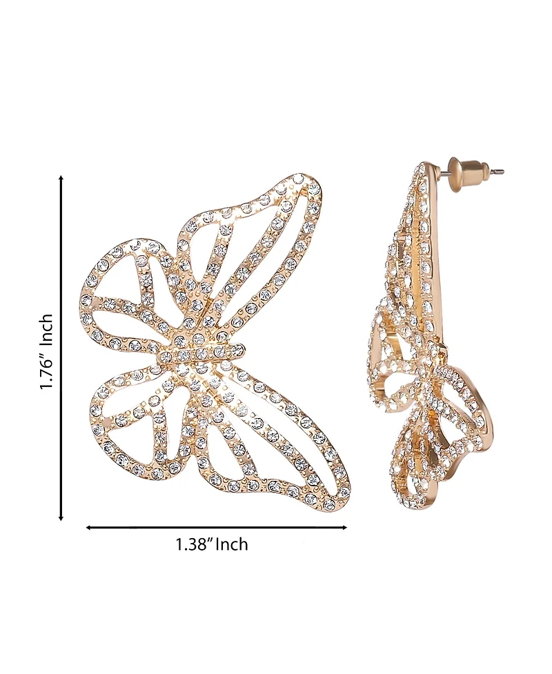 Jessica Simpson Textured Butterfly Stud Earrings in Gold-Tone