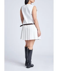 Eloquii Women's Plus Pleated Mini Dress With Belt