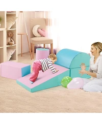 Akiudex 5-Piece Soft Foam Toddler Playset with Stackable Blocks and Pu Covers