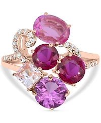 Multi-color 5-1/5 ct. t.w. Statement Ring 14K Rose Gold Plated Sterling Silver
