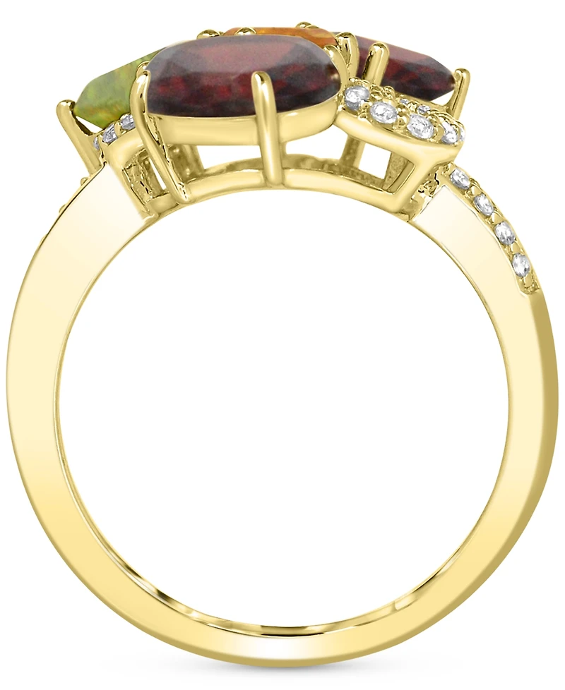 Multi-color 5-1/5 ct. t.w. Statement Ring in 14K Rose Gold Plated Sterling Silver