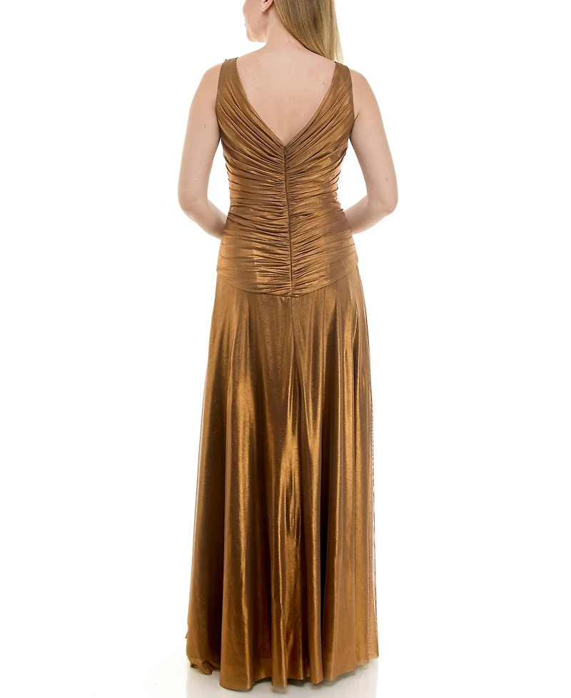 Taylor Women's Drop Waist V-Neck Dress