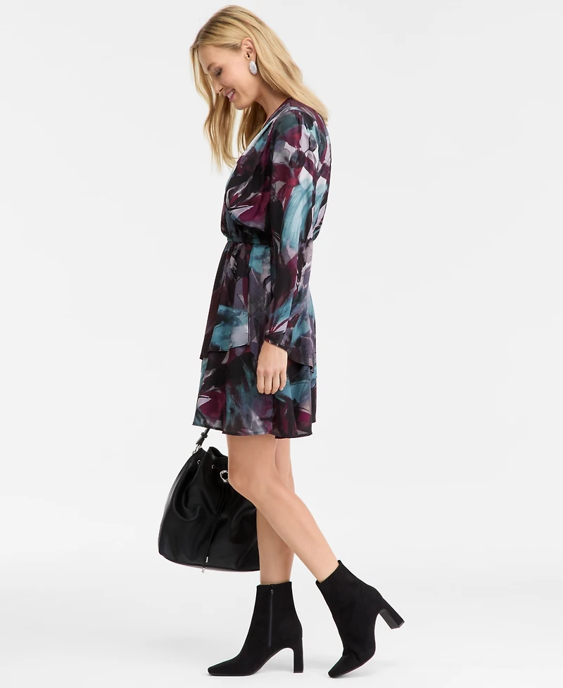 I.n.c. International Concepts Women's Long-Sleeve Surplice-Neck Midi Dress, Macy's Exclusive