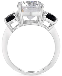 White Quartz 4-3/4 ct. t.w. and Black Onyx 2-7 x 5mm Oval Statement Ring in Sterling Silver