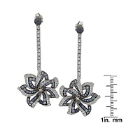 Suzy Levian New York Sterling Silver Sapphire & Created White Sapphire Earrings