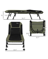 Camping Cot for Adults, Folding Bed with Soft Padded Cushions & Headrest, 180° Adjustable Reclining Lounger