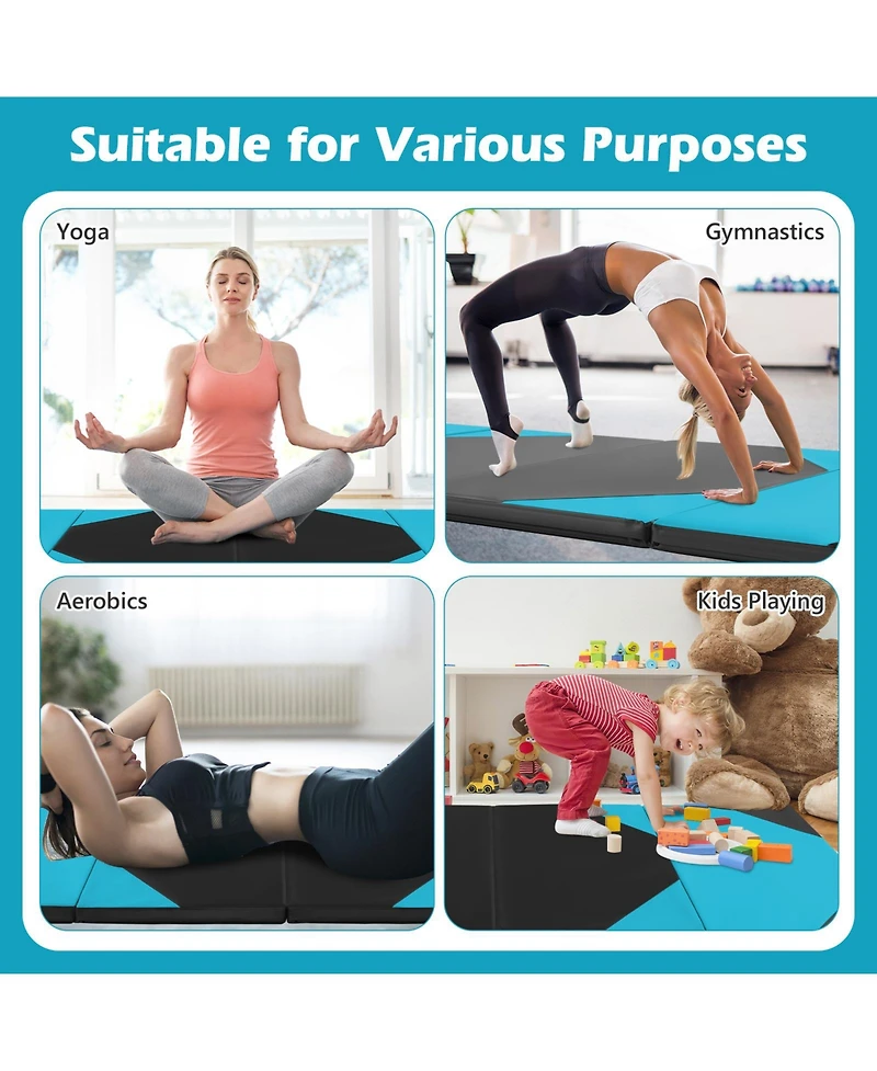 Akiudex 10FT Folding Gymnastics Mat with 2inch Foam and Pu Cover for Home and Studio