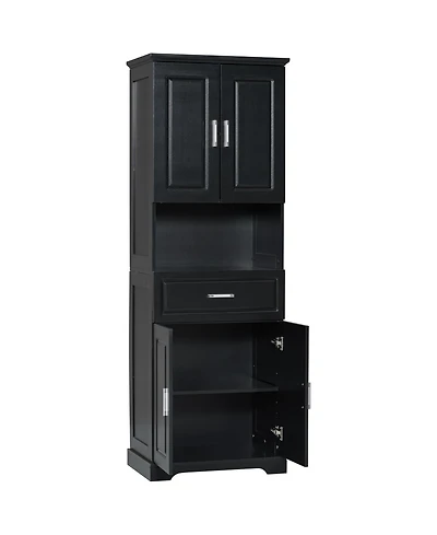 Casainc Tall Bathroom Cabinet with Four Doors, Large Storage Space & Open Shelves