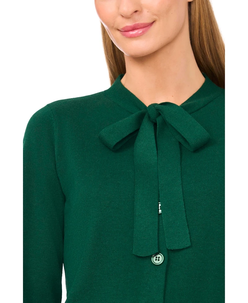 CeCe Women's Tie Neck Cardigan Sweater