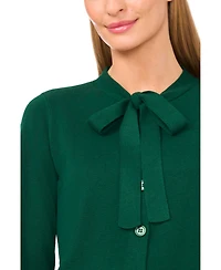 CeCe Women's Tie Neck Cardigan Sweater
