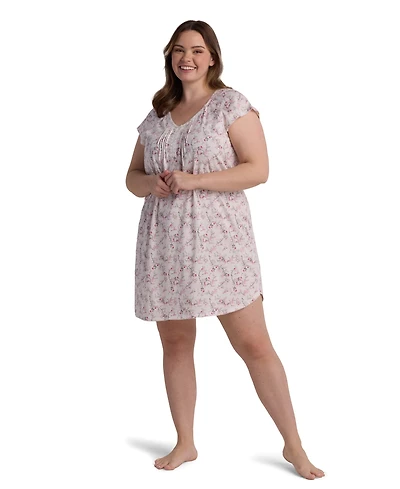 Miss Elaine Plus Short Sleeve Printed Night Dress