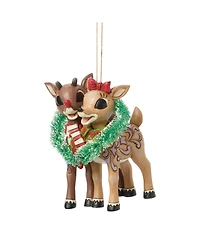 Jim Shore Rudolph and Clarice Heart Hanging Ornament