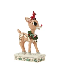 Jim Shore Woodland Rudolph with Red Bird Figurine