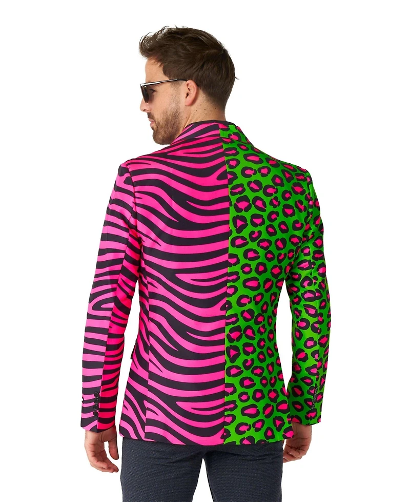 Suitmeister Men's Party Blazer - Neon Animal Print Slim Fit Green