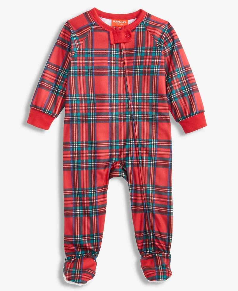 Holiday Lane Infant Brinkley Plaid Cotton Matching Family Pajamas Onesie, Created for Macy's