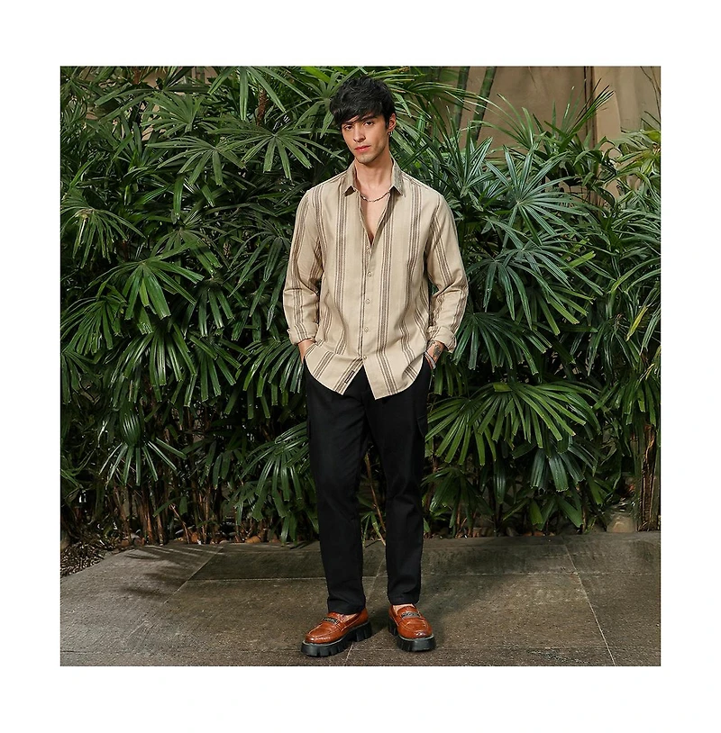 Campus Sutra Men's Halo-Striped Shirt