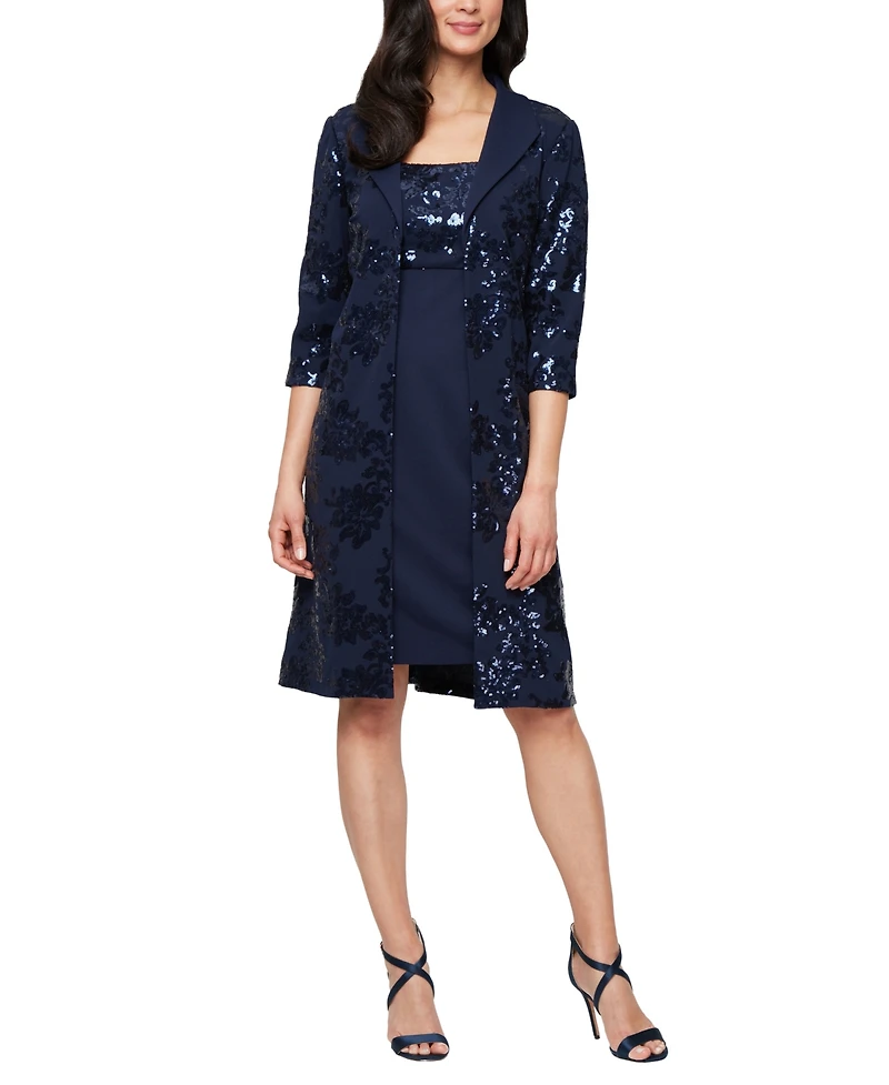 Alex Evenings Women's Short Stretch Scuba Square Neck Dress