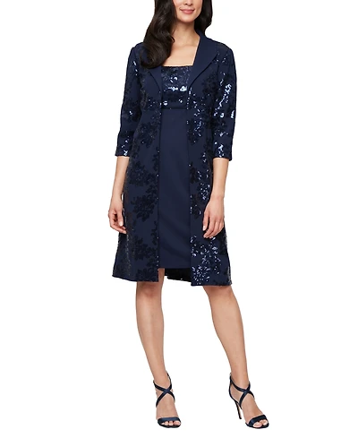 Alex Evenings Women's Short Stretch Scuba Square Neck Dress