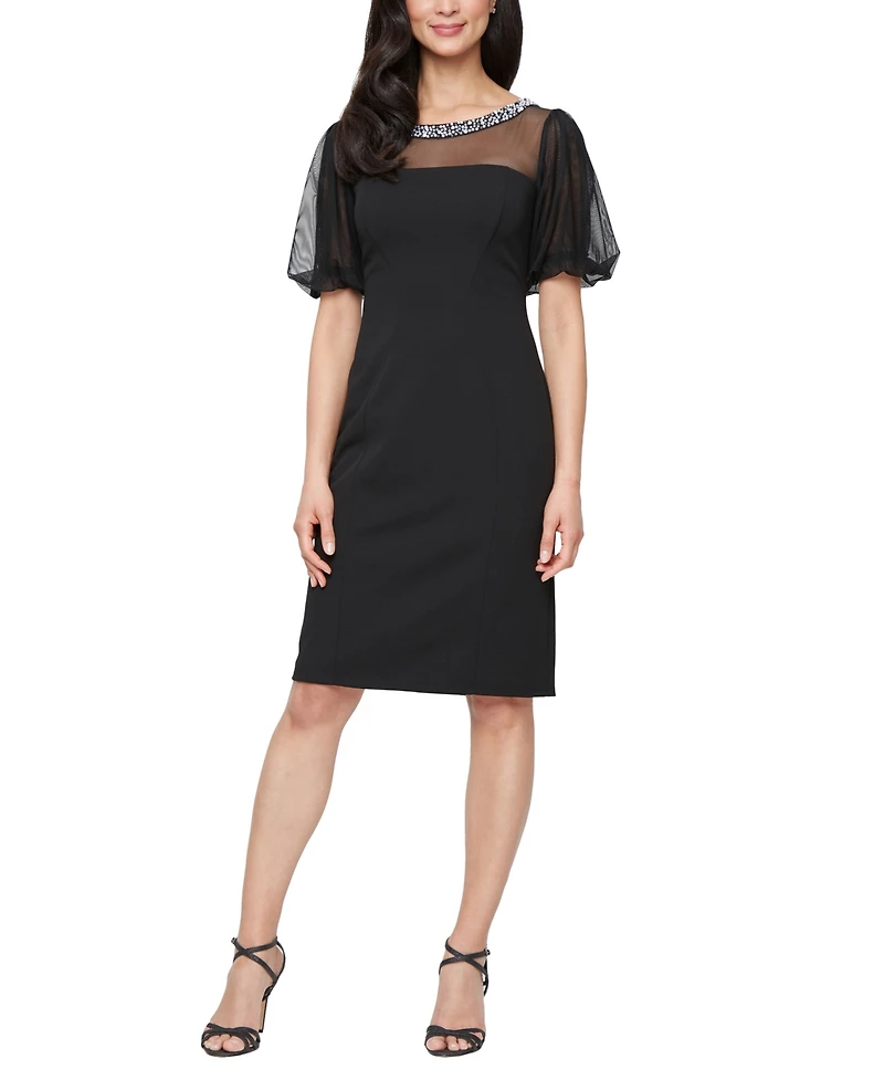 Alex Evenings Women's Short Stretch Crepe Scoop Neck Dress